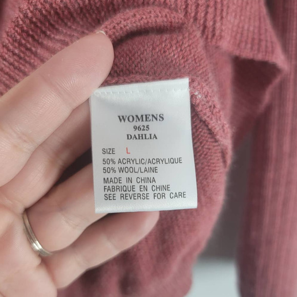 Woolrich Women's Dahlia Wool Blend Split Neck Ribbed Knit Sweater Red Size Large - Picture 4 of 5